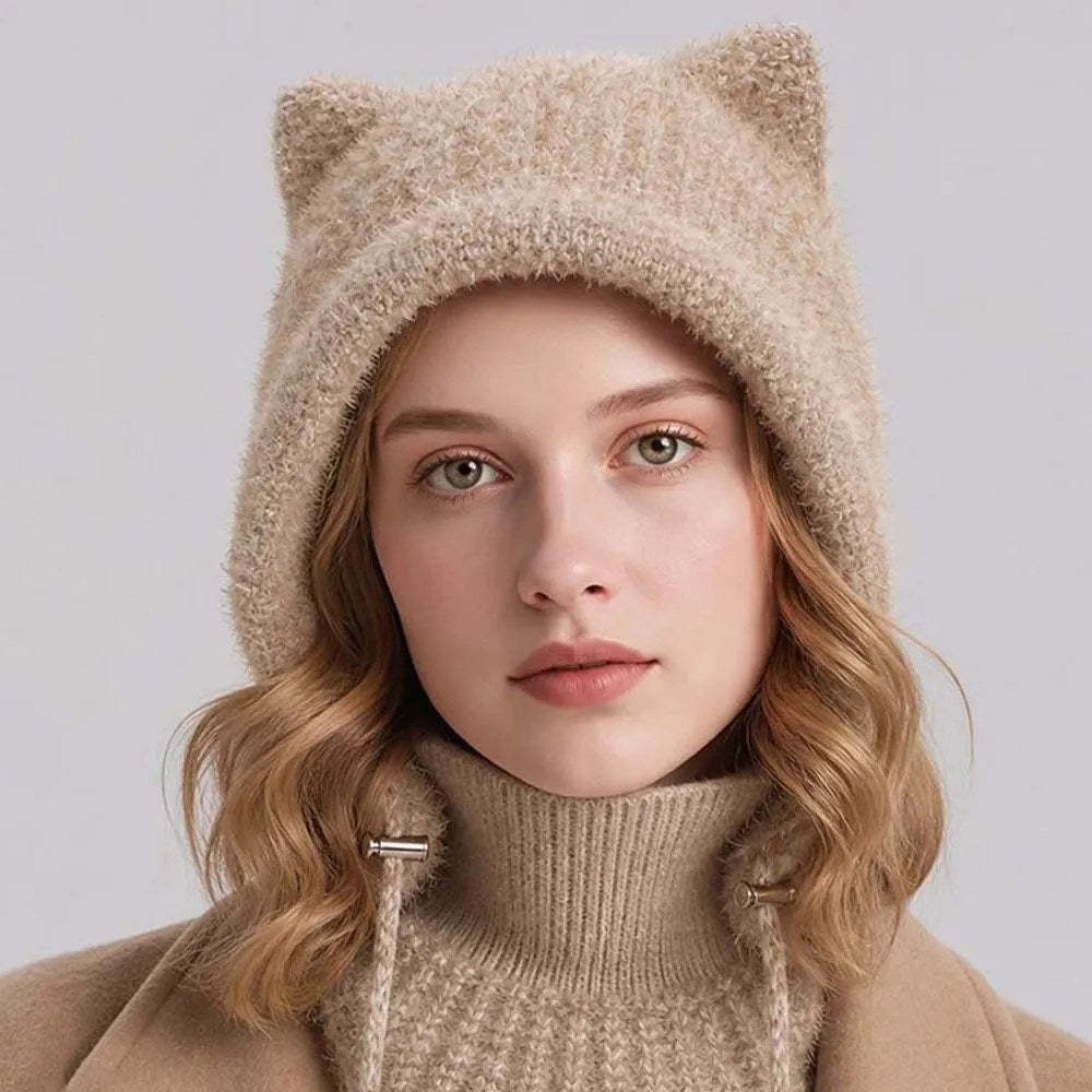 Knit Kitty Hood, front